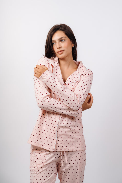 Dottie Button Up Set - Berry Pink
