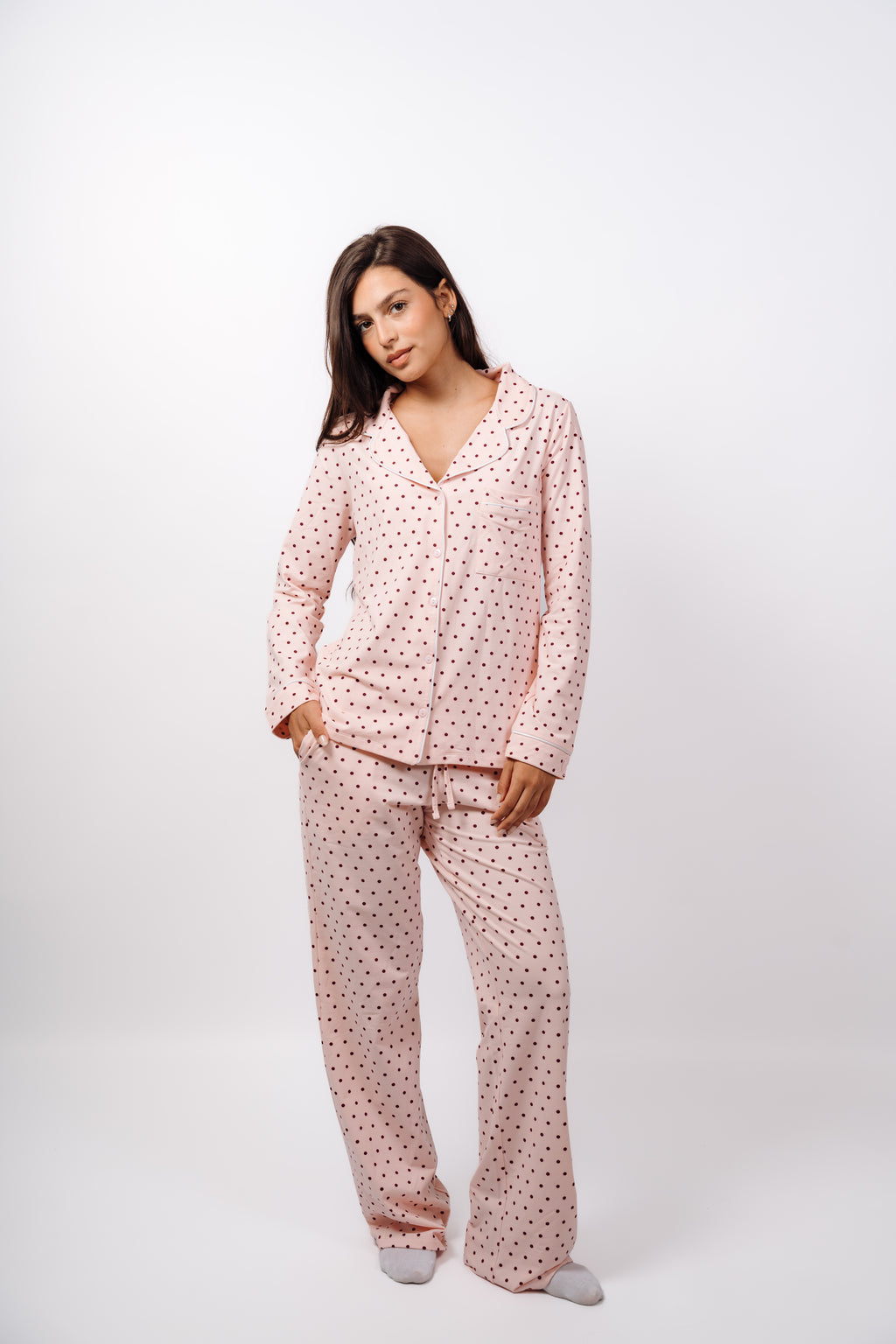 Dottie Button Up Set - Berry Pink