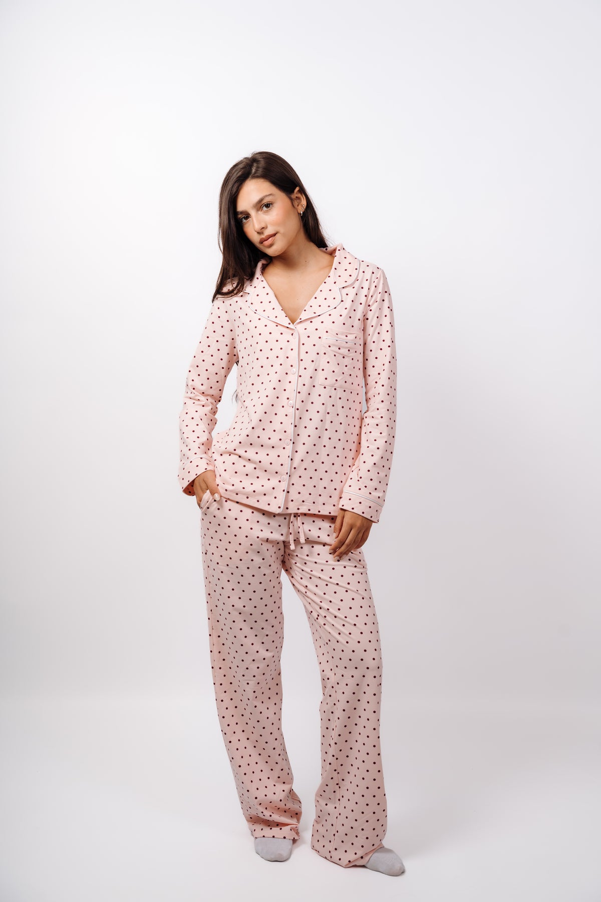 Dottie Button Up Set - Berry Pink