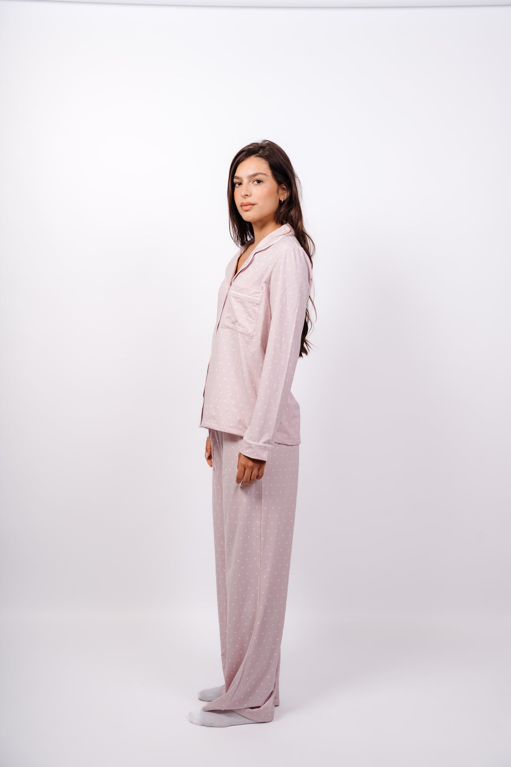 Dottie Button Up Set - Lavender Cream