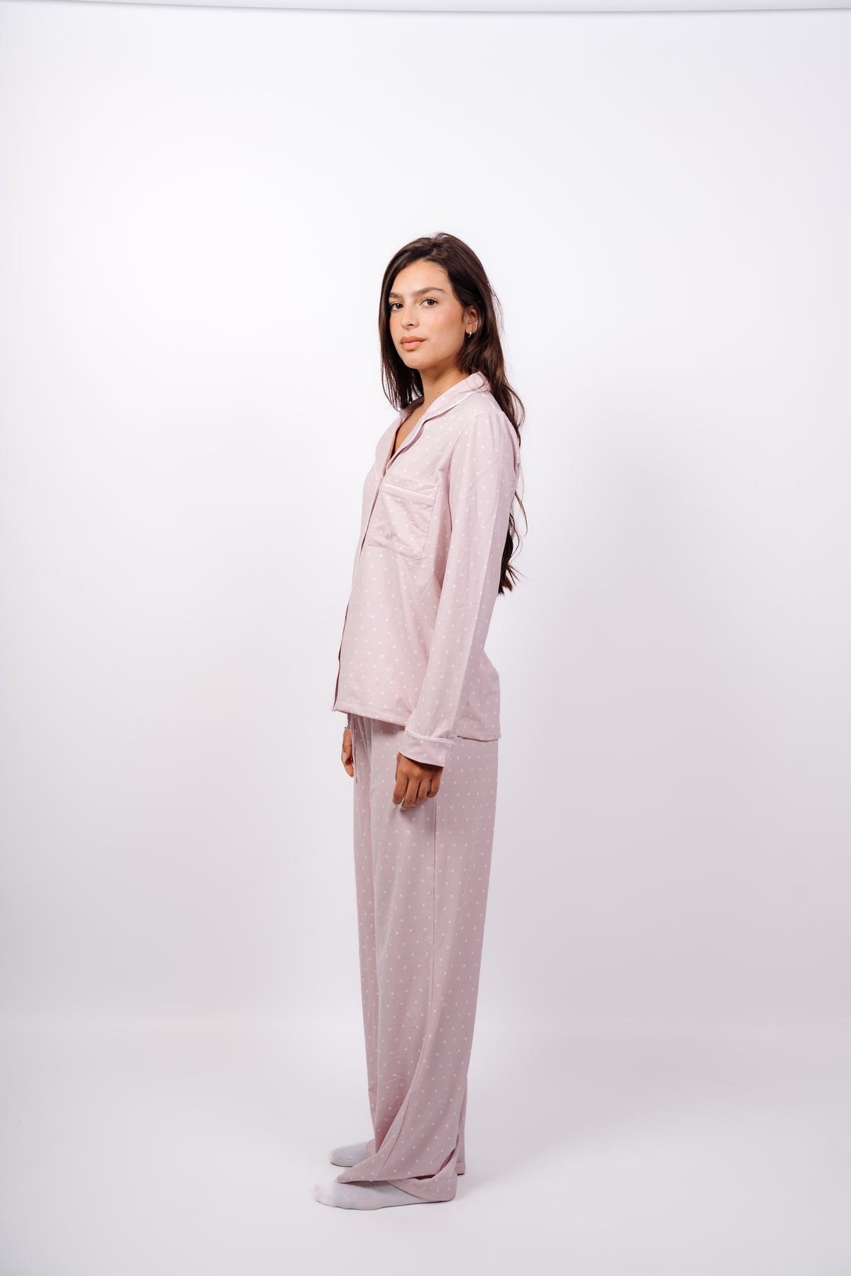 Dottie Button Up Set - Lavender Cream