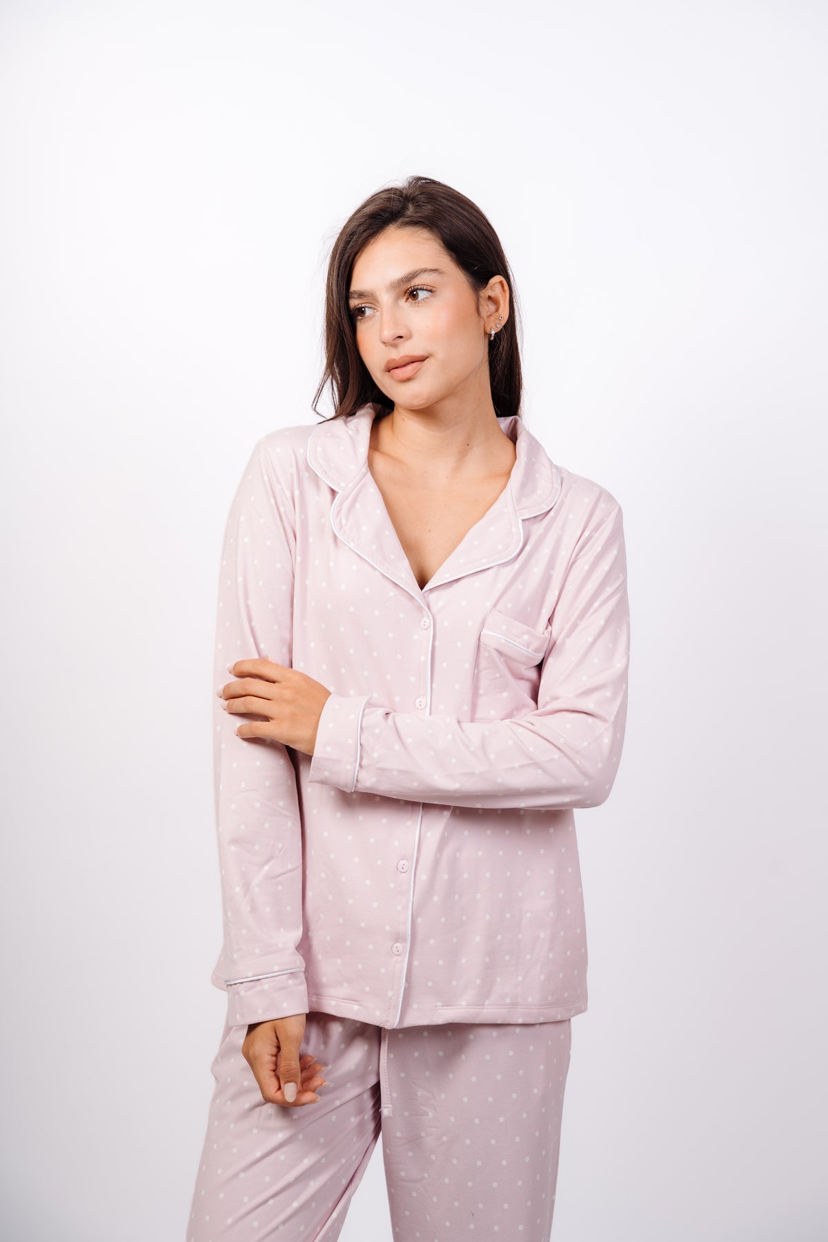 Dottie Button Up Set - Lavender Cream