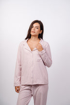 Dottie Button Up Set - Lavender Cream