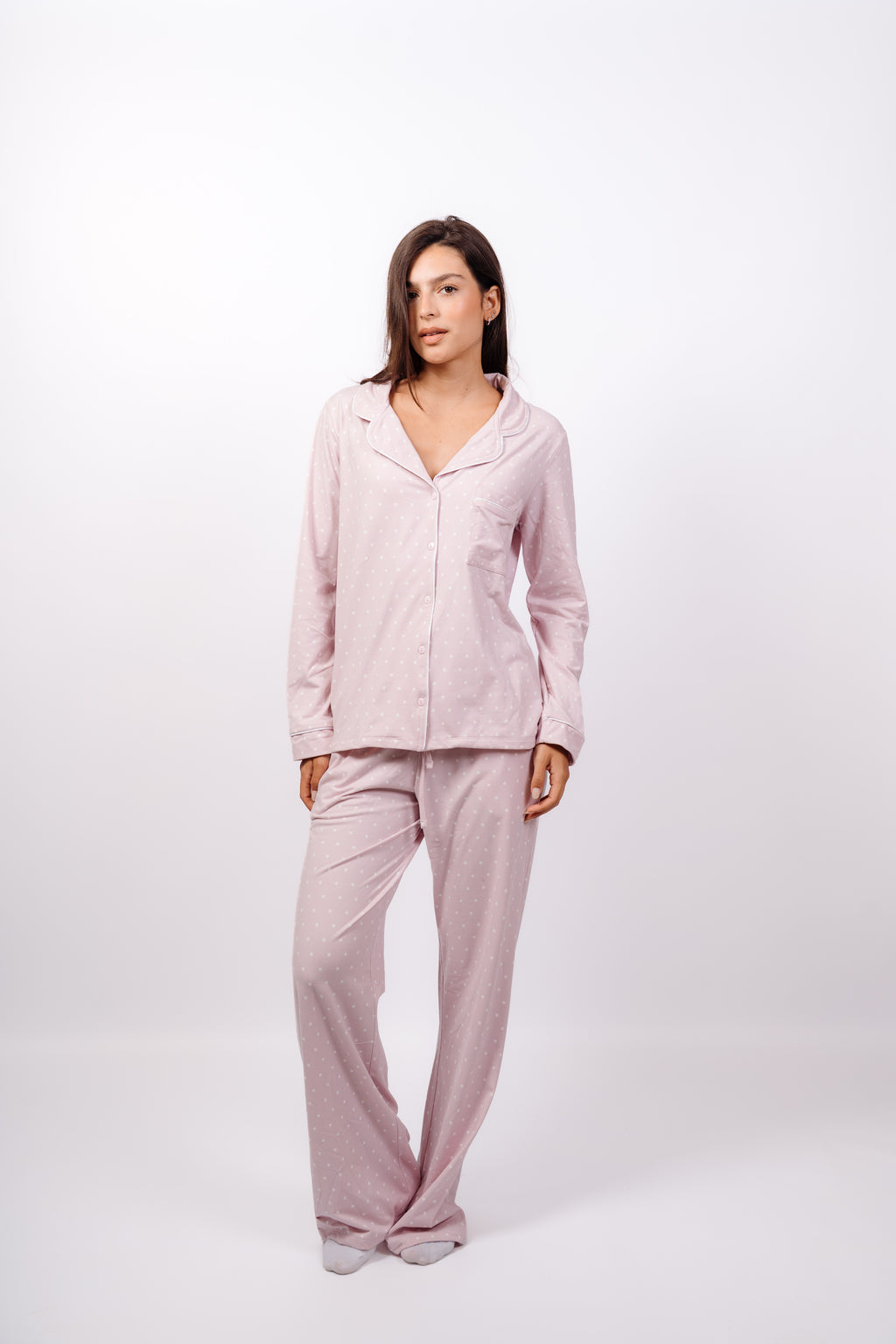 Dottie Button Up Set - Lavender Cream