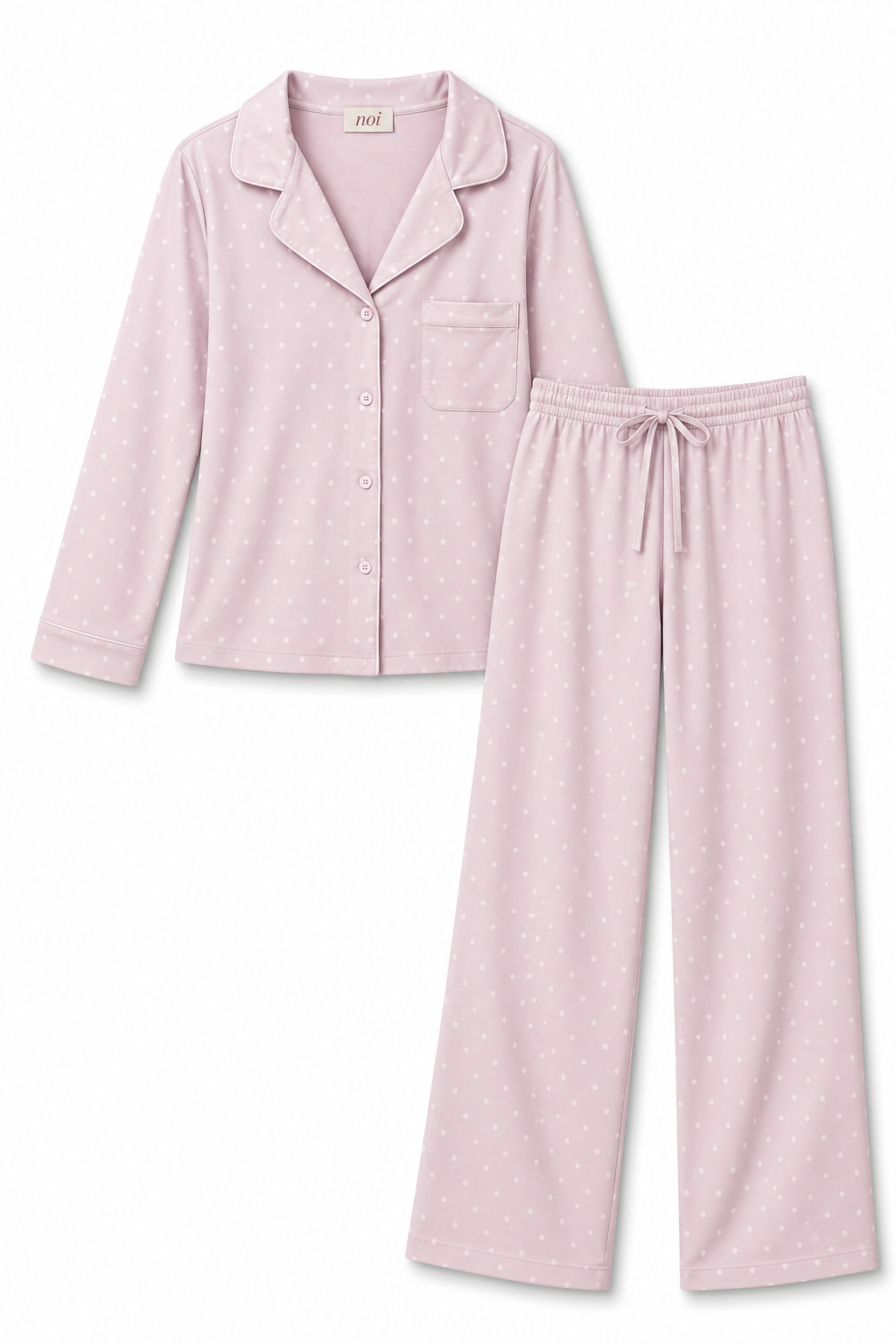 Dottie Button Up Set - Lavender Cream